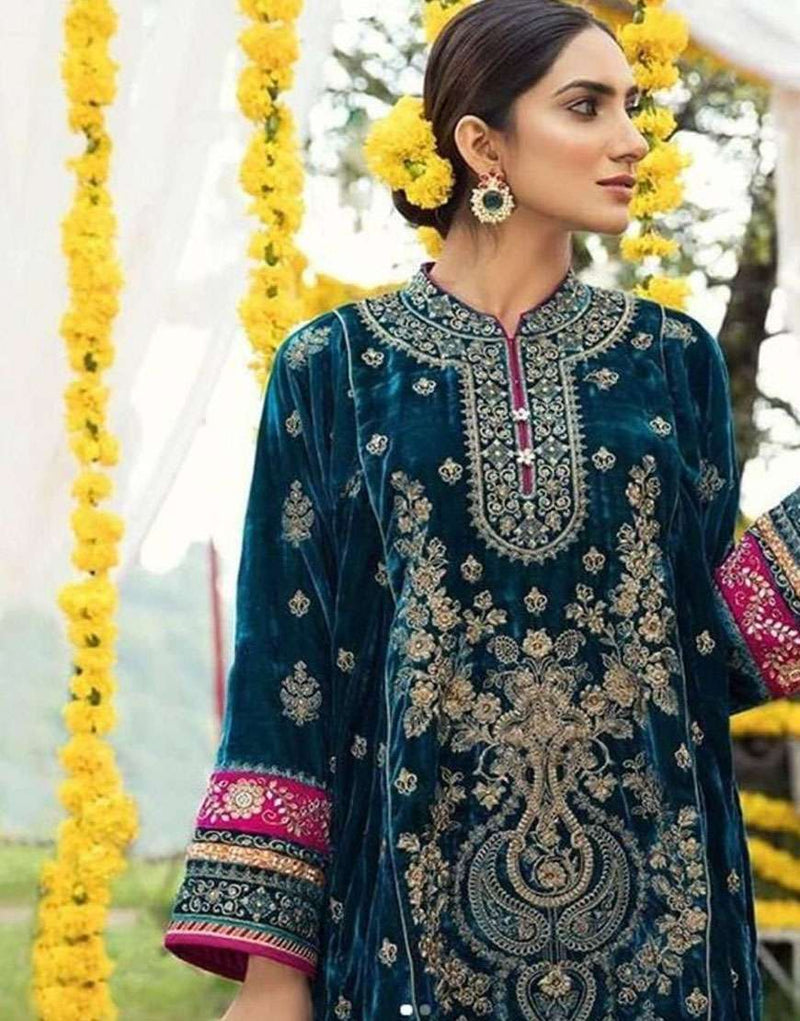 Maria.B Velvet Embroidered Collection Unstitched 3 Pieces MB-42 Mahnoor