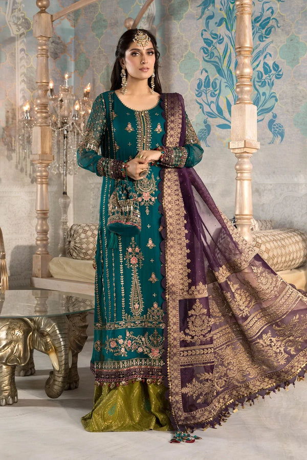 Maria.B Embroidered Chiffon Suits Unstitched 3 Piece MB21MH D-02 - Luxury Collection