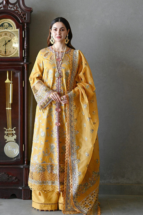 Sahil by Qalamkar Embroidered Lawn Suits Unstitched 3 Piece QLM SP-15 Meral - Luxury Collection