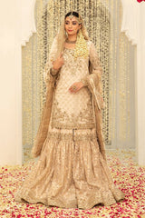 Maria.B Couture Ivory Gold MC-047 3 Pieces Unstitch Fully Hand Work
