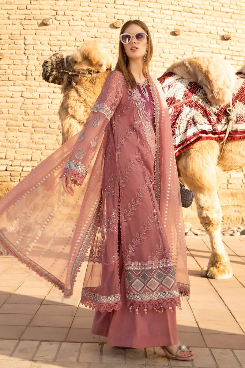 Maria.B Unstitched Voyage A Luxe 3 Piece Luxury Eid Lawn Embroidered  Collection 2023-MB-05-B