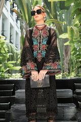 Maria.B Luxury Eid Organza Unstitched Embroidered 3 Pieces Suit EL-23-04-Black Black Beauty