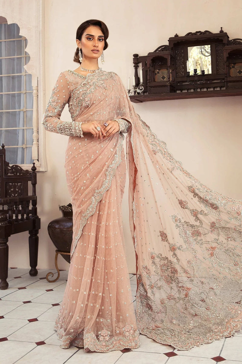 Maria.B Coture Net Embroidered Saree Collection Unstitched MC-039