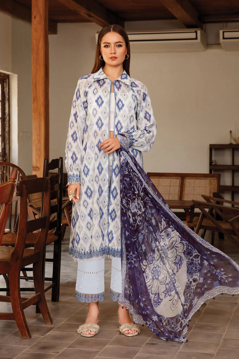 MARIA.B MBasics Lawn Collection 3 Pieces Unstitched Blue MB-111-A