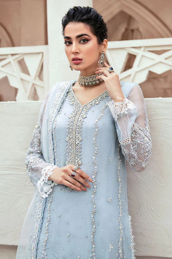 Mushq Luxury Organza Embroidered  3 Piece Unstitched Suit DEW DROP