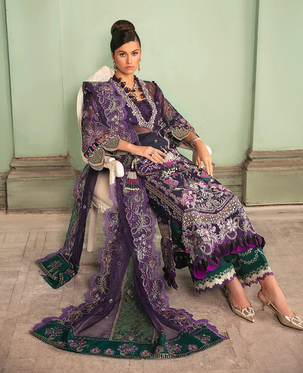 Republic WomensWear Embroidered Organza Suits Unstitched 3 Piece RW21WU D-07 (Pensee) - Luxury Formals Collection