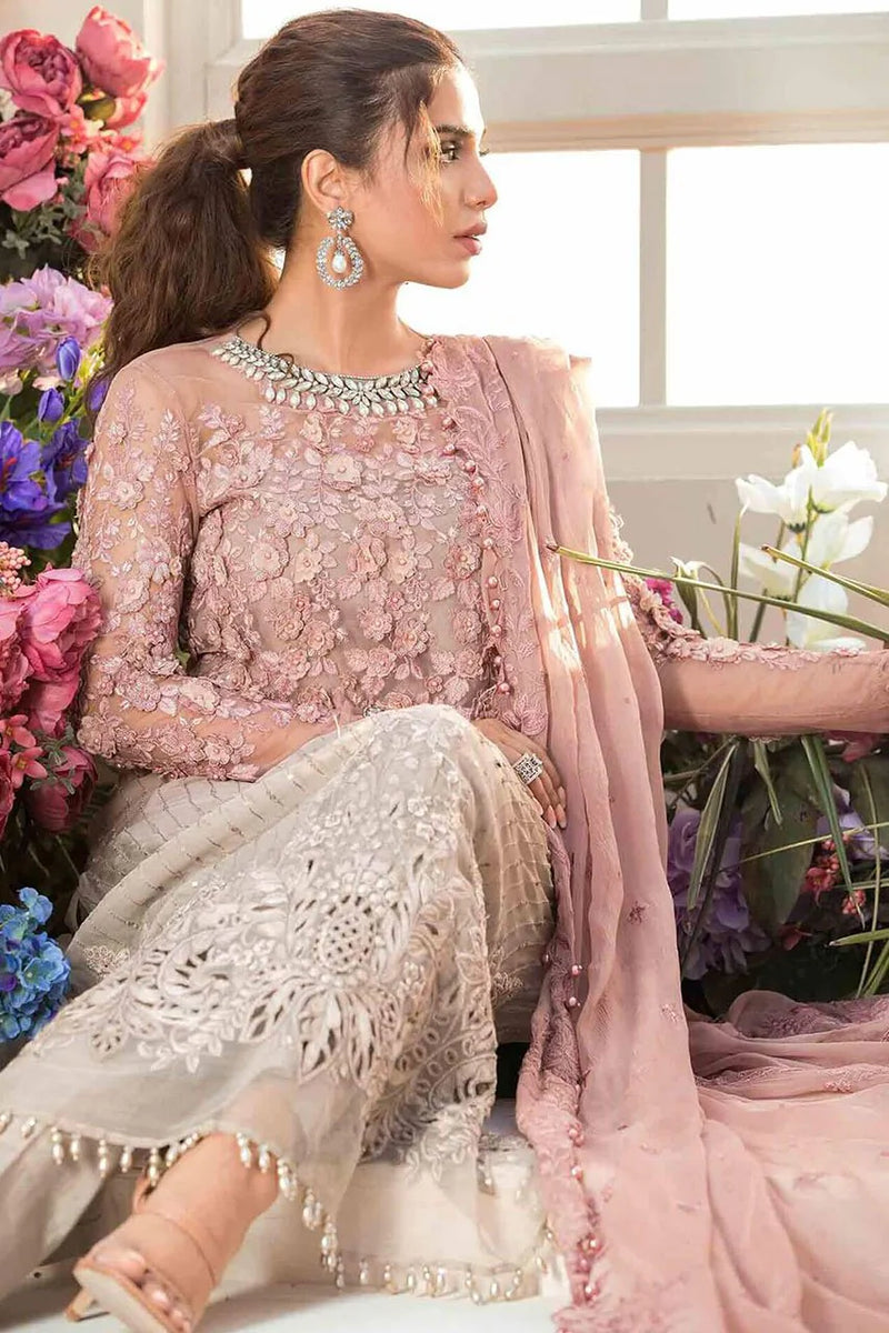 Mbroidered By Maria.B Embroidered Pure Chiffon Suits Unstitched 3 Piece MB21MB 01 - Eid Collection