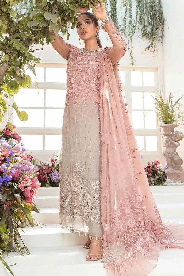 Mbroidered By Maria.B Embroidered Pure Chiffon Suits Unstitched 3 Piece MB21MB 01 - Eid Collection