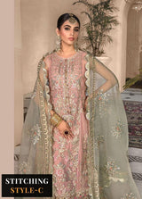 Maria.B Embroidered Net Suits Unstitched 3 Piece MB D7 - Luxury Collection