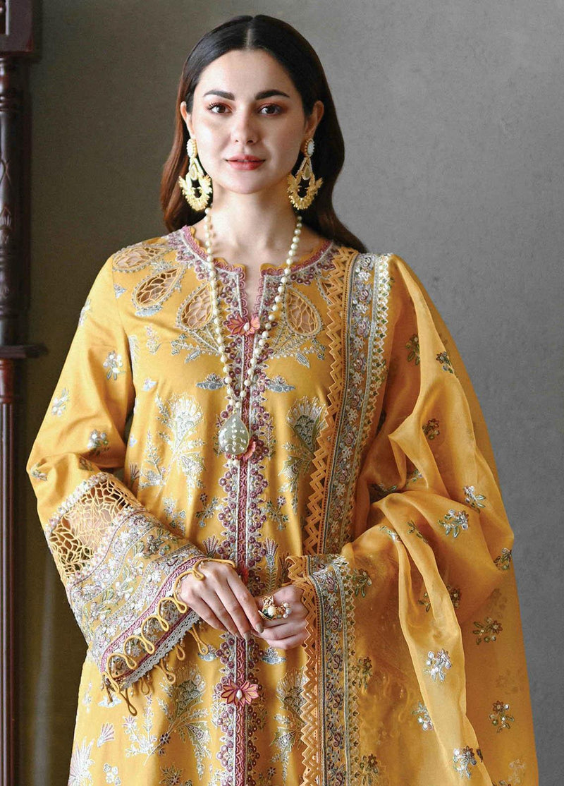 Sahil by Qalamkar Embroidered Lawn Suits Unstitched 3 Piece QLM SP-15 Meral - Luxury Collection
