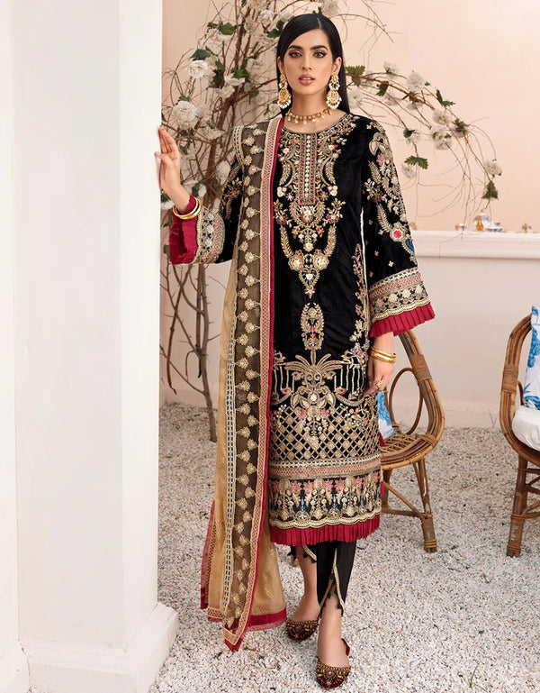 Makhmal by Emaan Adeel Unstitched 3 Piece Embroidered Velvet Collection 2022 MK-307