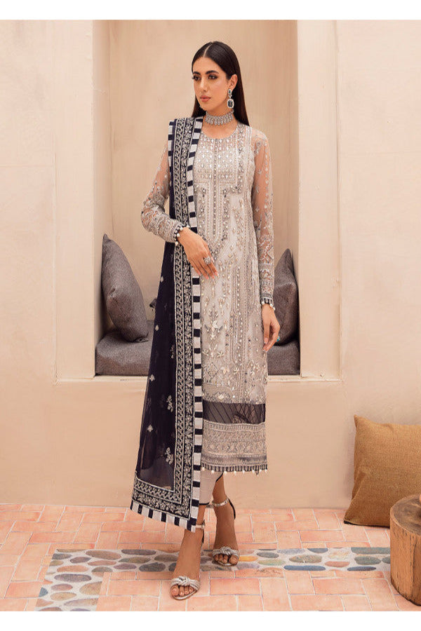 Gulaal Aarah -02- Embroidered Net 3-Piece Suit Eid Unstitched Luxury Formals 2022