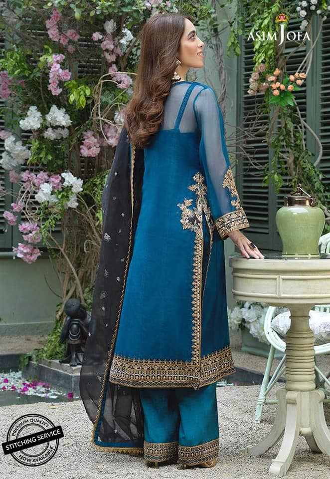 ASIM JOFA JASHN COLLECTION - AJ-48 CHIFFON EMBROIDERED COLLECTION 3 PIECES UNSTITCHED