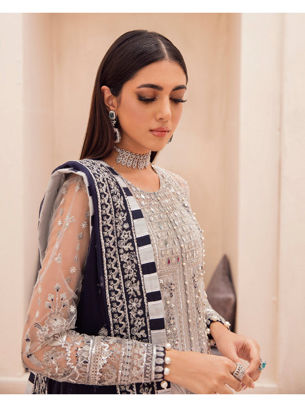 Gulaal Aarah -02- Embroidered Net 3-Piece Suit Eid Unstitched Luxury Formals 2022