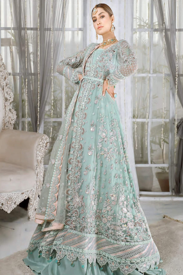 Mahermah by Emaan Adeel Embroidered Net Unstitched 3 Piece Suit EA 06 Rang-e-Aab - Bridal Collection MB-06