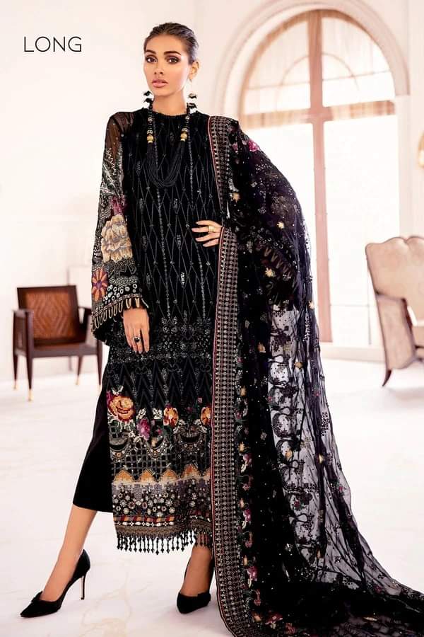Chantelle By Baroque Embroidered Chiffon Unstitched 3 Piece Suit 09 Garnet - Luxury Collection