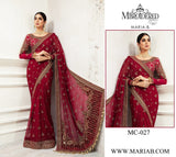 Maria.B Couture Red Wine MC-027 Unstitched Pure Chiffon Collection