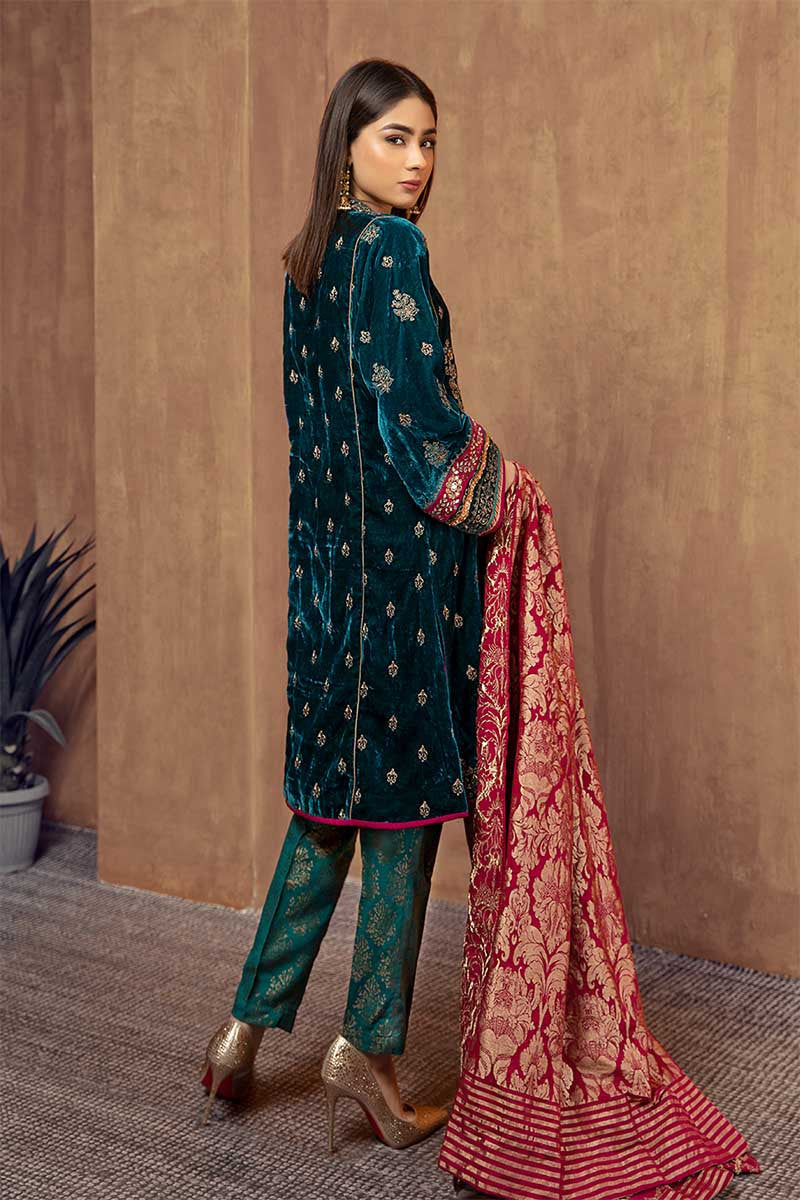 Maria.B Velvet Mahnoor Embroidered Luxury Collection 3Pc Unstitched